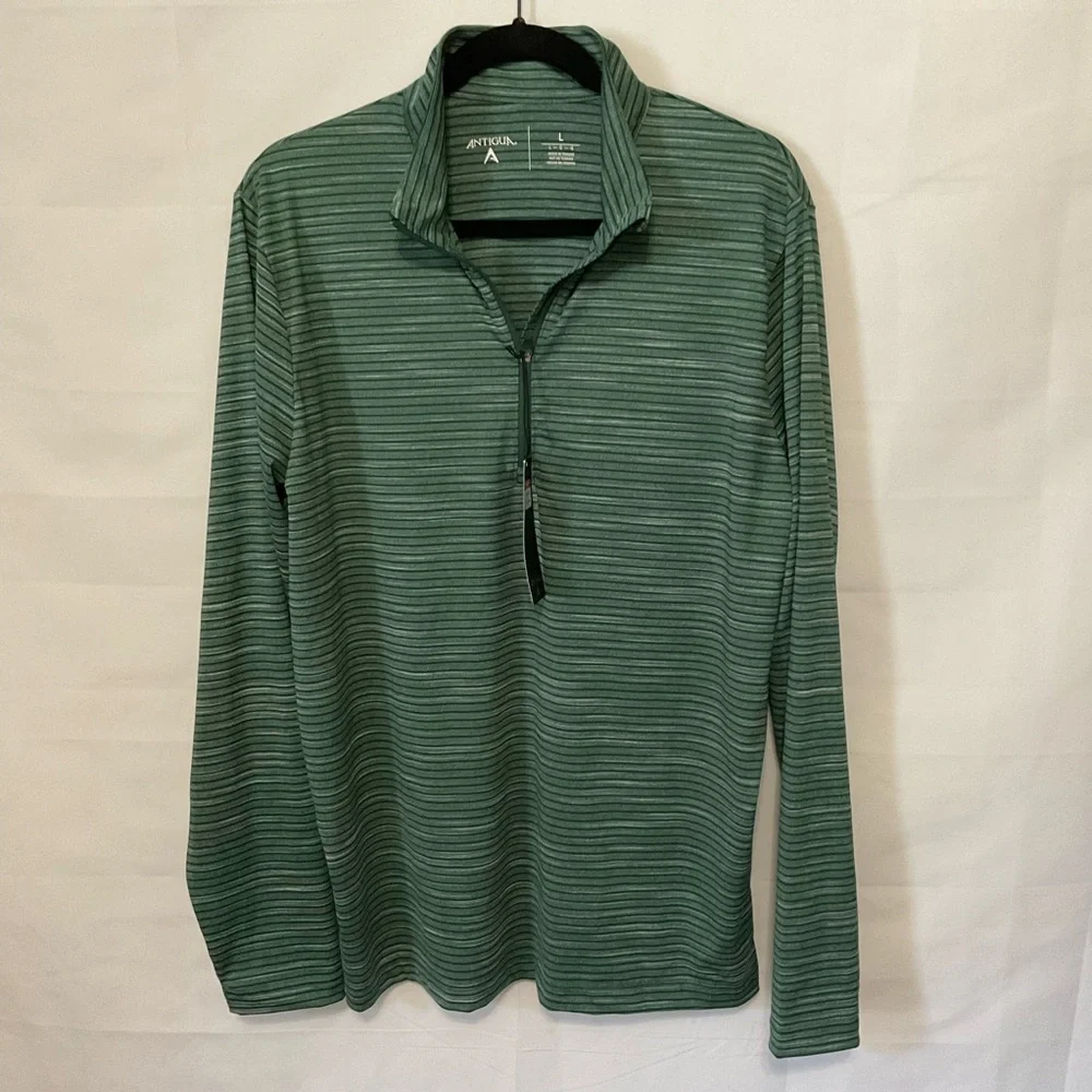 Antigua green space dye stripe 1/4 zip NWT sz Large
